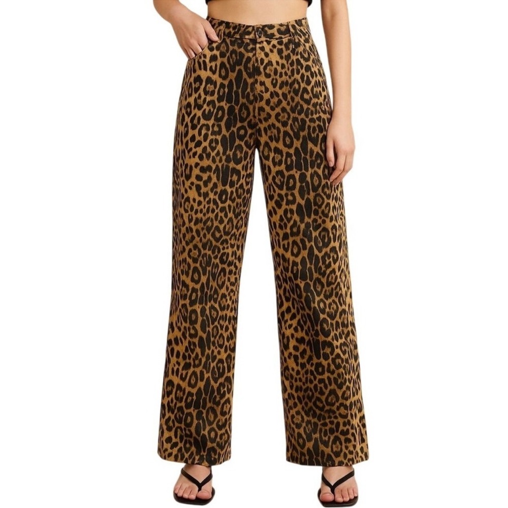 NEVER WORN!!! Cider Brown and Black Leopard Wide-Leg Pants